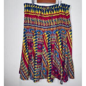 VTG Mix Nouveau Midi Skirt Aztec Print Boho Style Size: XL